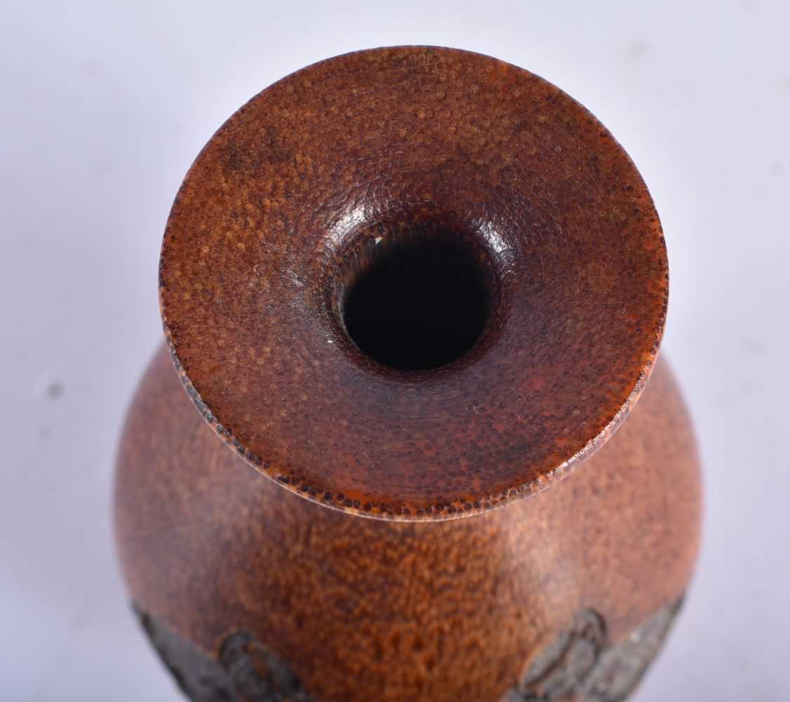 A CHINESE CARVED BUFFALO HORN TYPE YUHUCHUMPING VASE 20th Century. 243 grams. 11cm x 7 cm. - Image 3 of 4