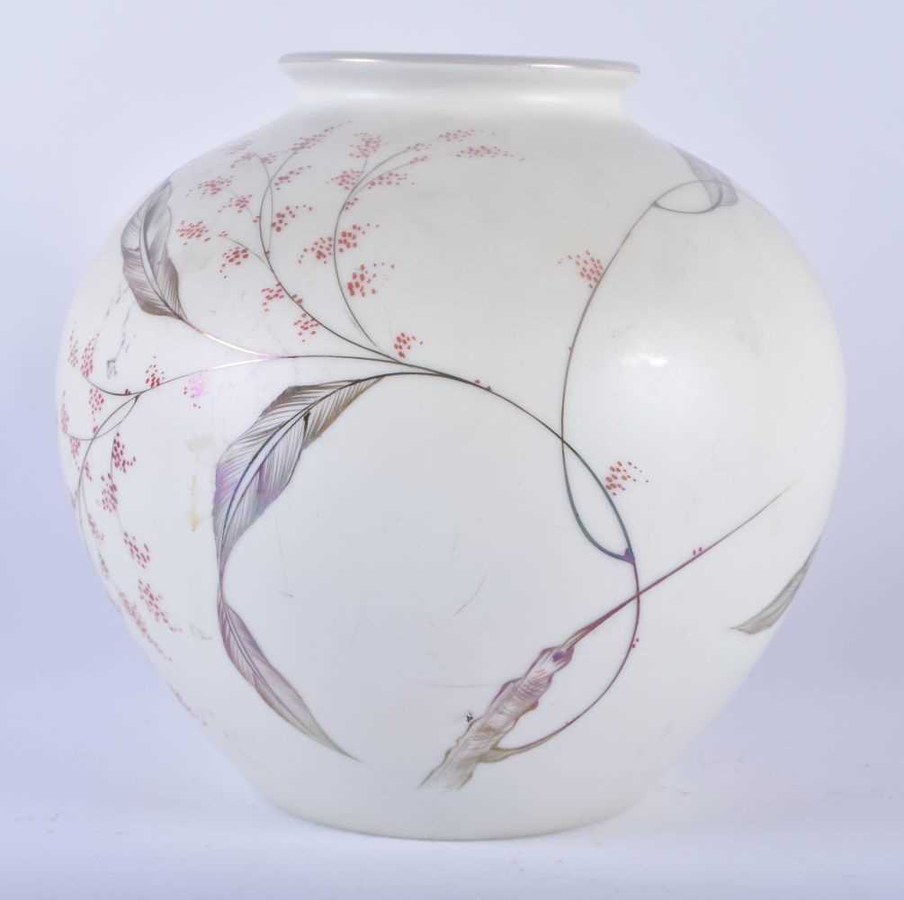 A ROSENTHAL PORCELAIN VASE painted with silver lustre foliage and sprays. 16 cm x 14 cm.