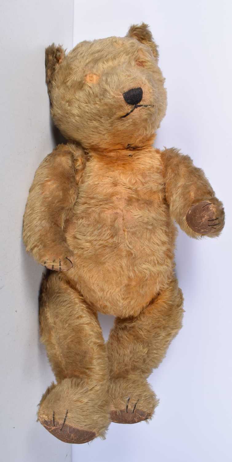 A large vintage Teddy bear with wooden joints and wood shaving stuffing 73 cm. - Image 3 of 6