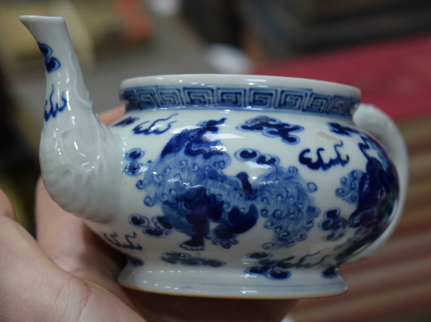 A Chinese porcelain blue and white Tea pot together with a Yixing Teapot 11cm (2). - Image 16 of 22