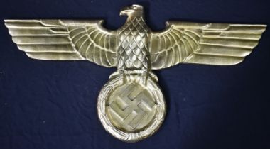 A large gilt metal German Eagle plaque 50cm x 96cm