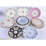 A COLLECTION OF 19TH CENTURY ENGLISH PORCELAIN PLATES in various forms and sizes. Largest 26.5 cm