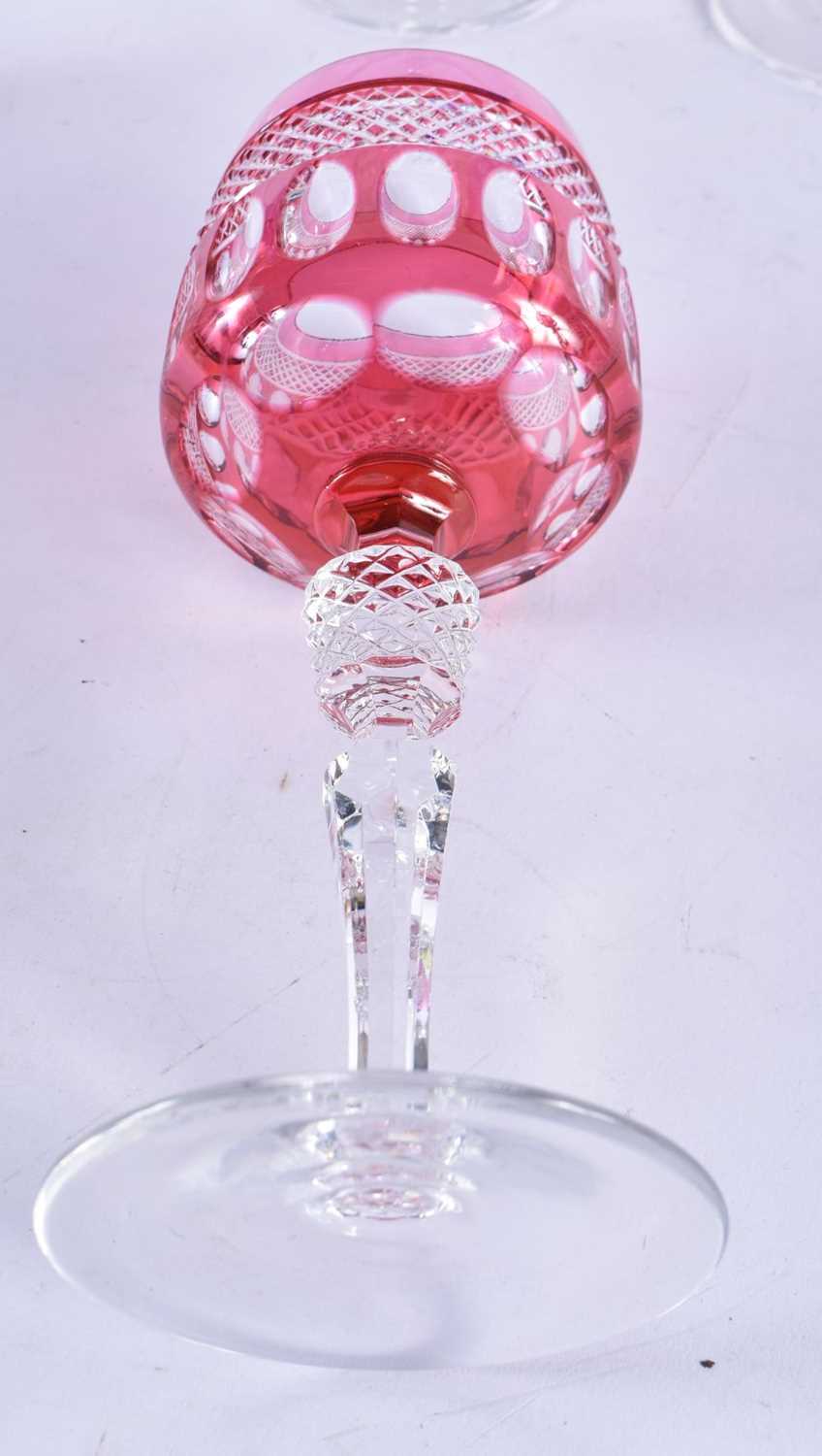 A Set of Twelve Bohemian Czech Cut Color to Clear Crystal Wine Glasses. 20cm x 6.5cm - Image 4 of 4