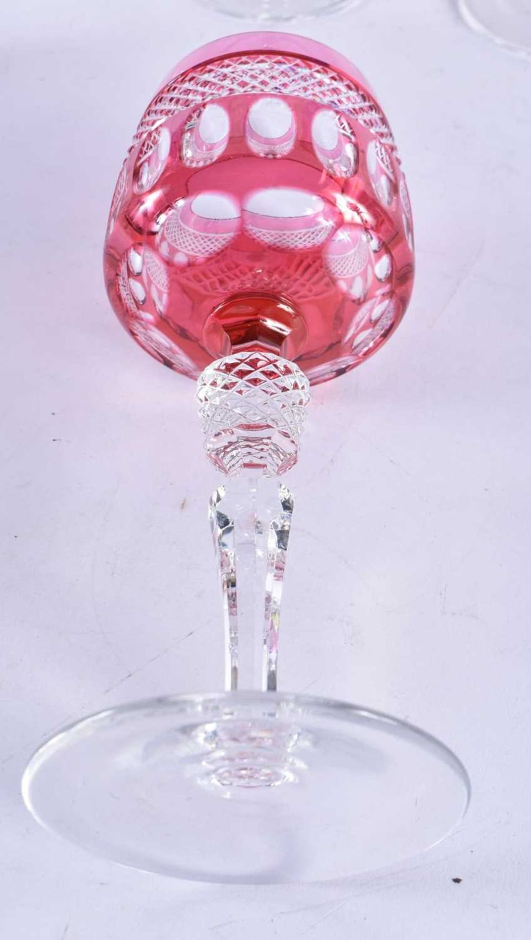 A Set of Twelve Bohemian Czech Cut Color to Clear Crystal Wine Glasses. 20cm x 6.5cm - Image 4 of 4