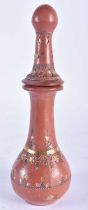 A TURKISH TOPHANE POTTERY FLASK AND COVER. 23 cm high.