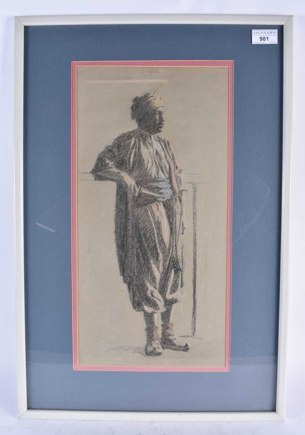 Framed Print of an Arab Male Holding a Knife. Frame 62cm x 42cm