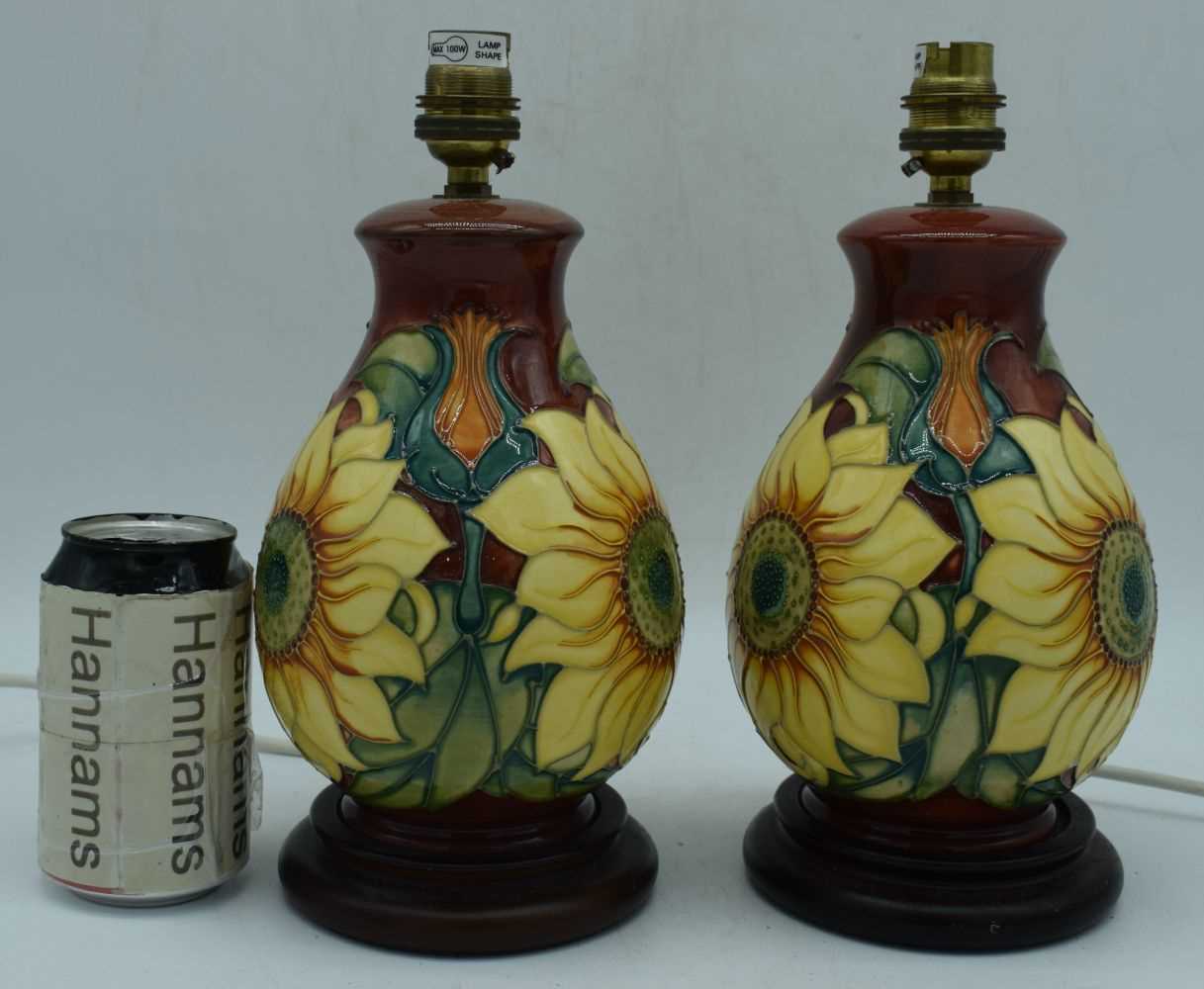 A pair of Moorcroft Inca pattern Sunflower lamp bases 27 cm (2). - Image 2 of 6