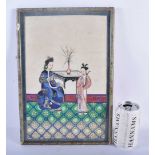 Chinese School (19th Century) Pith paper watercolour, two figures. 38 cm x 24 cm.