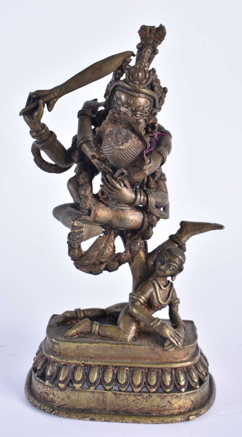 A 19TH CENTURY CHINESE TIBETAN EROTIC BRONZE BUDDHA Qing. 18cm x 8 cm.