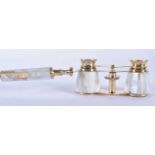 A PAIR OF MOTHER OF PEARL OPERA GLASSES. 18cm wide extended.