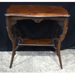 A Mahogany two tier hall table with a William Whitely label to underneath 68 x 70 c