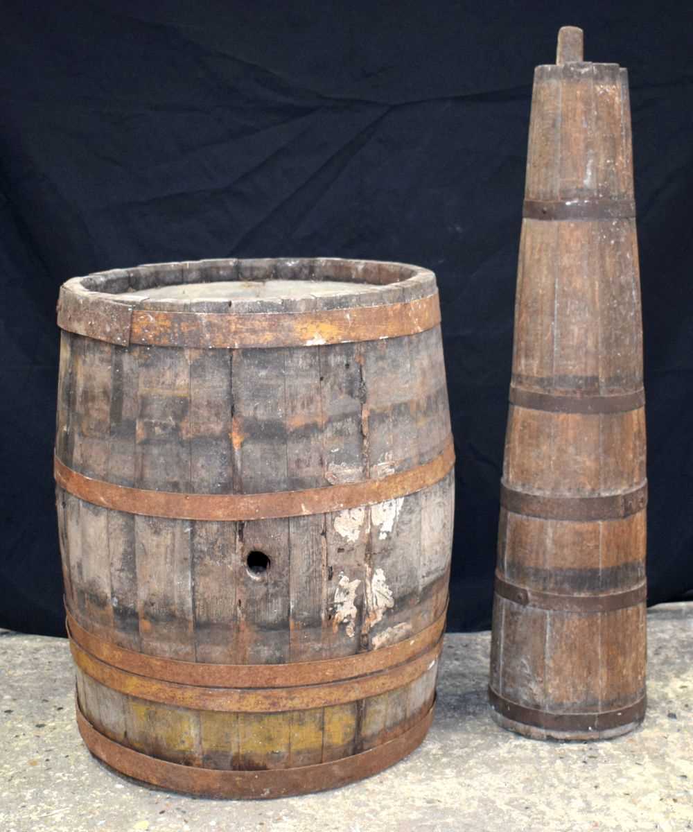 An early metal banded cider barrel together a butter churn 94 cm (2) - Image 2 of 10