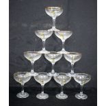 A collection of Babycham glasses 10 cm (10).