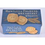 VINTAGE EARLY HUNTLEY & PALMERS BREAKFAST BISCUITS SAMPLE TIN. 6.6 cm x 3.2 cm, weight 23g