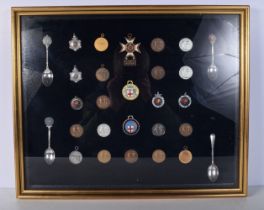 A cased collection of Rifle club awards some enamelled 45 x 55 cm (28 )