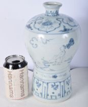 A Chinese porcelain blue and white vase decorated with figures and symbols 27 cm