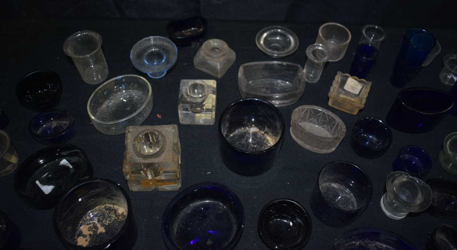 A collection of antique glass inserts inkwell etc (Qty) - Image 3 of 10