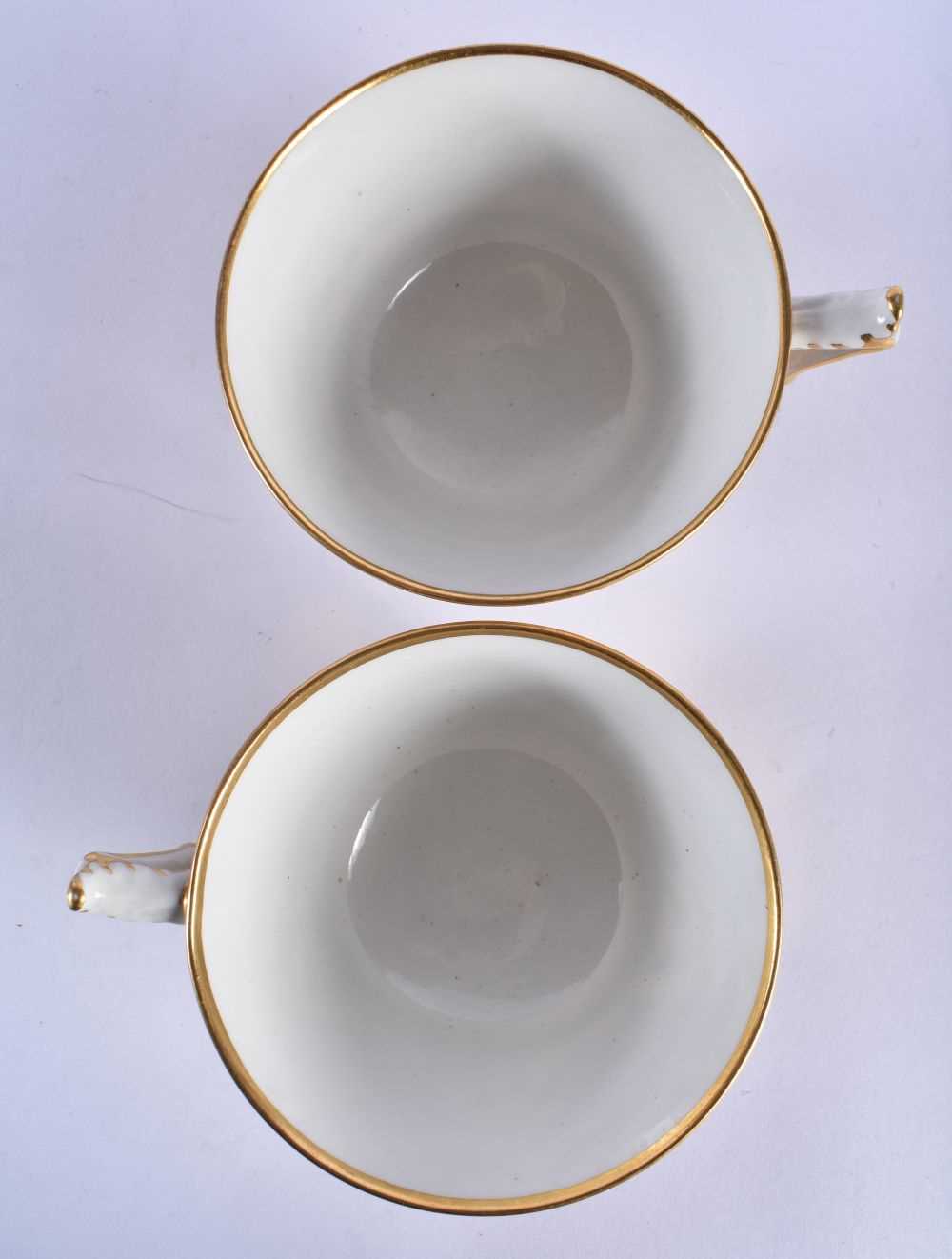 Flight Barr and Barr Worcester fine pair of cups and saucers painted with brown leaves and red - Image 6 of 7