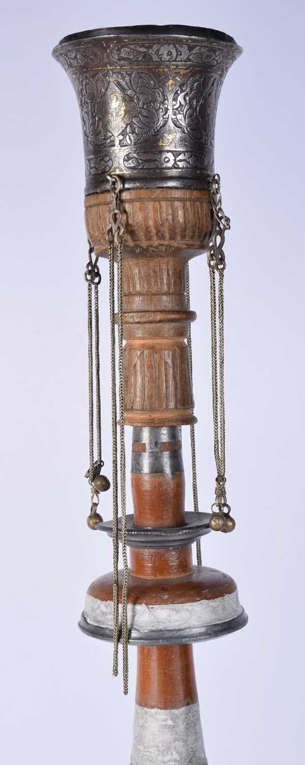 A Qajar Hookah with silver base and mother of pearl decoration 65 cm. - Image 3 of 8