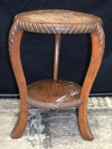 A Bowman Brothers ( 1871 to 1915) of London ,3 wise Monkeys carved two tier side table,stamp to base