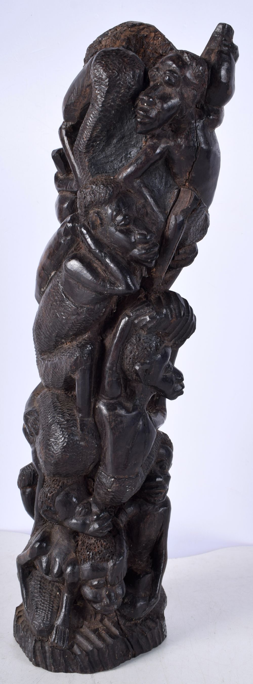 An African Makonde Carved Ebony "Tree of Life " sculpture together with a smaller Tribal carving - Image 11 of 16