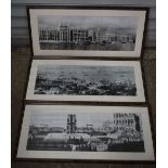 A collection of framed prints of Hong kong harbour 23 x 62 cm (3).