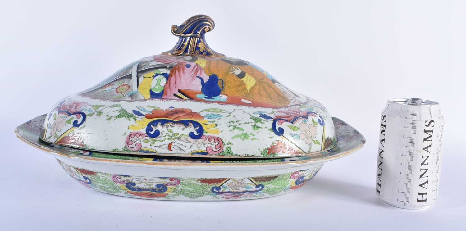 A VERY RARE LARGE 19TH CENTURY MASONS IRONSTONE TUREEN AND COVER decorated in the Mandarin