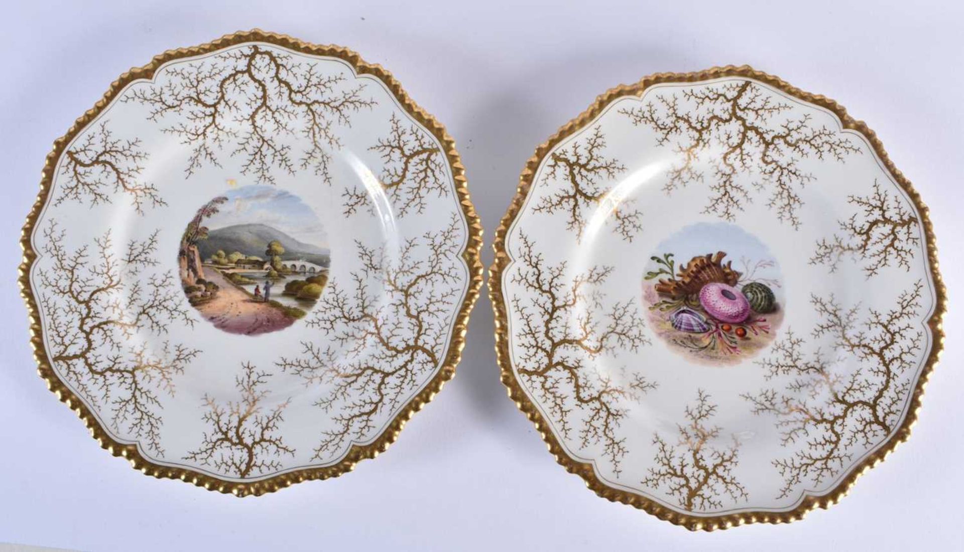 A FINE EARLY 19TH CENTURY FLIGHT BARR AND BARR WORCESTER DESSERT SERVICE painted with landscapes and - Image 5 of 32