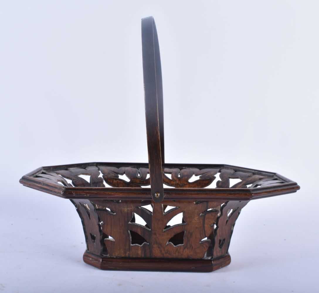 A RARE AND FINE 19TH CENTURY ANGLO INDIAN CARVED WOOD BASKET beautifully formed with wafer thin