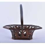 A RARE AND FINE 19TH CENTURY ANGLO INDIAN CARVED WOOD BASKET beautifully formed with wafer thin