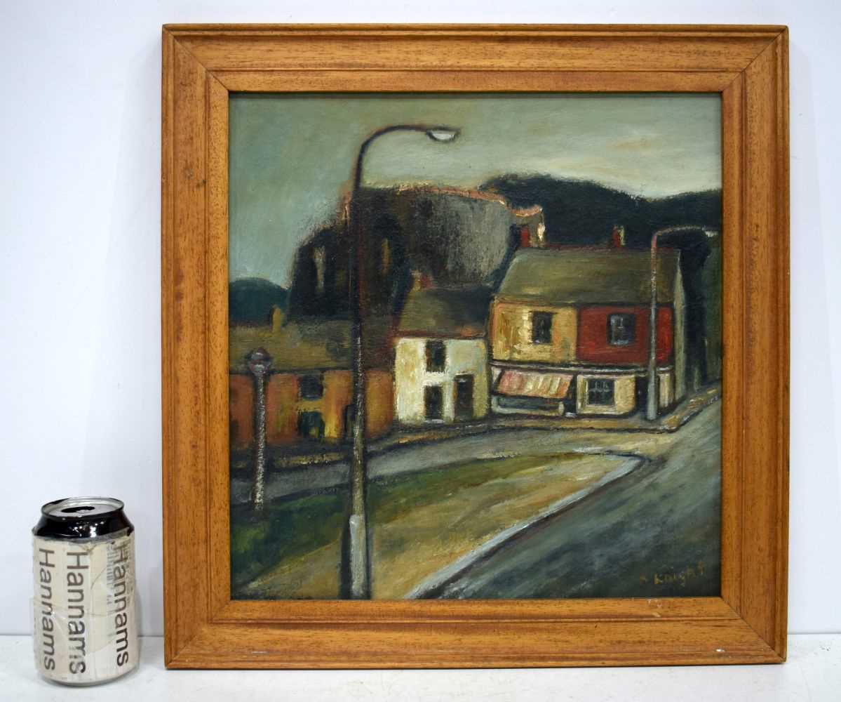 A framed oil on board of Neath, Wales by Olive Knight 34 x 33 cm. - Image 2 of 8