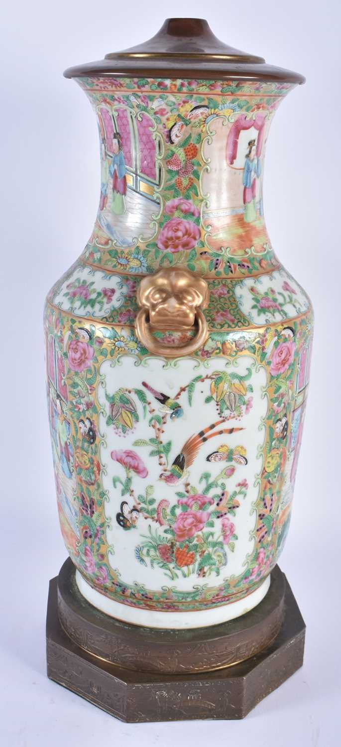 A LARGE 19TH CENTURY CHINESE FAMILLE ROSE PORCELAIN LAMP Qing. 46 cm x 18cm. - Image 2 of 5