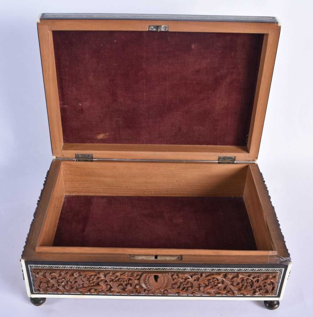 TWO 19TH CENTURY MIDDLE EASTERN ANGLO INDIAN SANDALWOOD AND BONE CASKETS. Largest 24 cm x 14 cm. ( - Image 6 of 8
