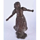 A Bronze Model of a Girl. Stamped to the base Oct 1997 "Christ d". 32cm x 24cm x 11cm
