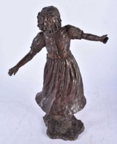 A Bronze Model of a Girl. Stamped to the base Oct 1997 "Christ d". 32cm x 24cm x 11cm