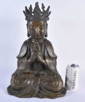 A LARGE EARLY 20TH CENTURY CHINESE BRONZE FIGURE OF A SEATED BUDDHA Late Qing/Republic. 38 cm x
