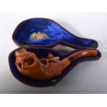 A Cased Amber Meerschaum Pipe. 11.3 cm x 5.2 cm x 2.5 cm