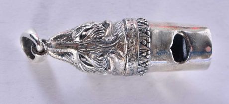 A Silver Wolf Head Whistle Pendant. Stamped Sterling, 4.6 cm x 1.2 cm x 1.4cm, weight 12.1g