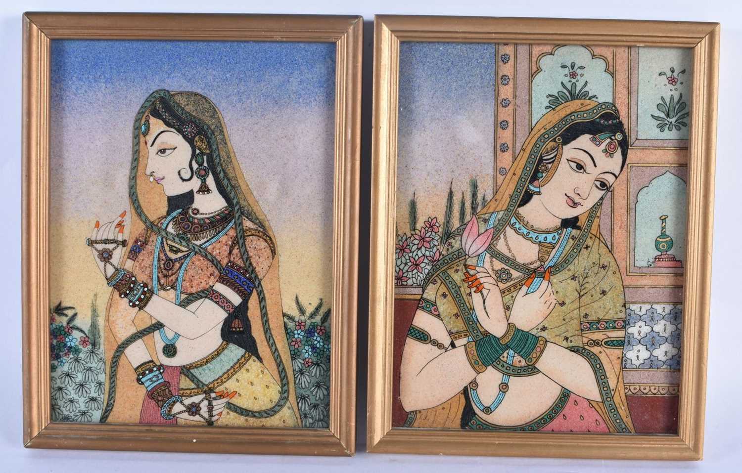 A PAIR OF INDIAN HARDSTONE PANELS. 23 cm x 14 cm.