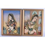 A PAIR OF INDIAN HARDSTONE PANELS. 23 cm x 14 cm.