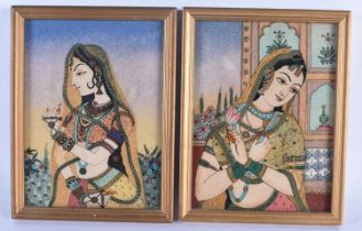 A PAIR OF INDIAN HARDSTONE PANELS. 23 cm x 14 cm.