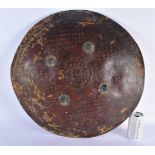 A LARGE ANTIQUE INDIAN TARGE SHIELD. 62 cm diameter.