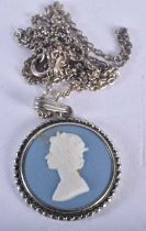 A Cased Silver Coronation Silver Jubilee Wedgwood Cameo Pendant Necklace. Stamped 925, Cameo 3 cm