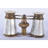 A PAIR OF MOTHER OF PEARL OPERA GLASSES. 9 cm x 9 cm extended.