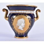 Royal Worcester Kerr and Binns period two handled vase decorated with a Roman bust on a gilt