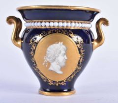 Royal Worcester Kerr and Binns period two handled vase decorated with a Roman bust on a gilt