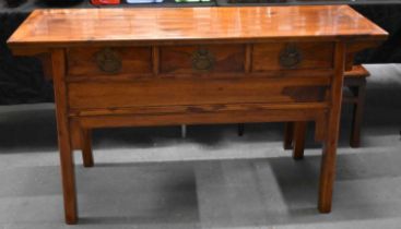 AN EARLY 20TH CENTURY CHINESE CARVED HUANGHUALI WOOD SIDEBOARD Late Qing/Republic. 140 cm x 45cm x