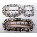 Three Antique Buckles. Largest 9.6 cm x 3.8 cm, total weight 75g (3)