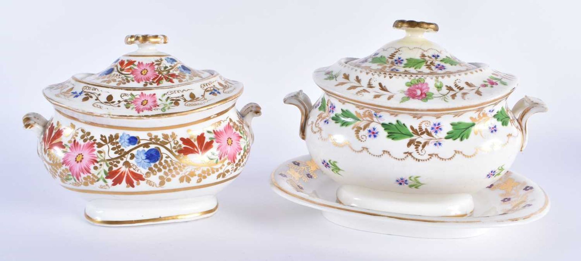 TWO EARLY 19TH CENTURY COALPORT RATHBONE TEAPOTS AND COVERS together with sugar bowls with stand and - Image 5 of 11