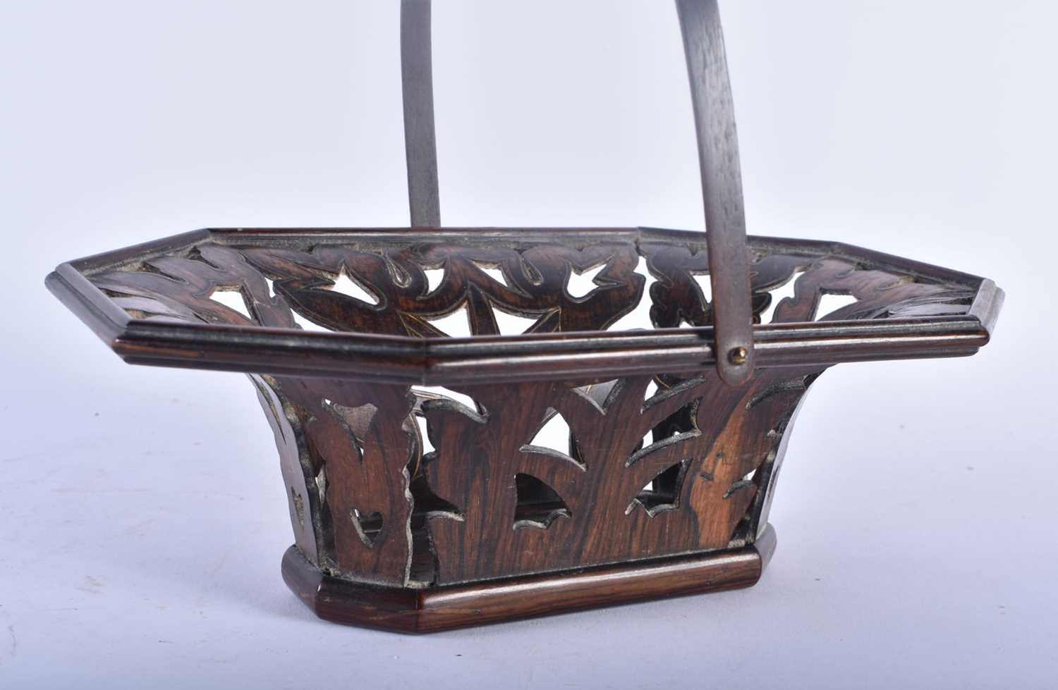 A RARE AND FINE 19TH CENTURY ANGLO INDIAN CARVED WOOD BASKET beautifully formed with wafer thin - Image 3 of 4
